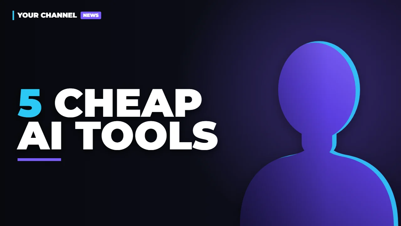 Example thumbnail, Clean layout with Midnight colors: 5 cheap AI tools